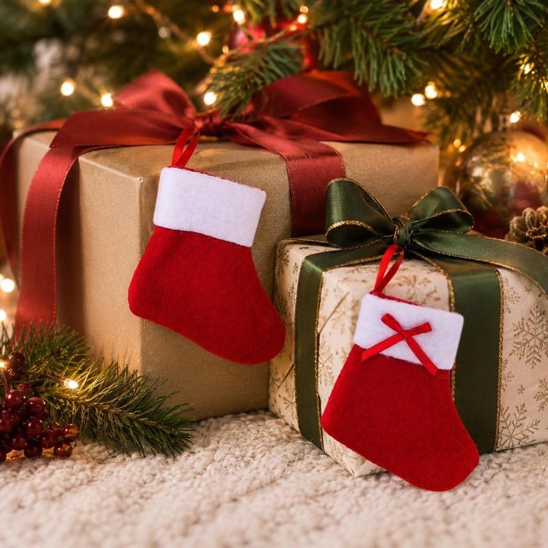 Christmas Socks Decoration Small Boots Children New Year Candy Bag Gift Fireplace Tree Hanging Bags Home Party Holiday Ornament