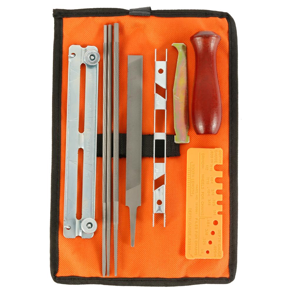 

Набор напильников для заточки цепной пилы, 10 шт. Наборы для полевой заточки цепной пилы включают плоские напильники, круглые напильники для заточки зубьев цепной пилы