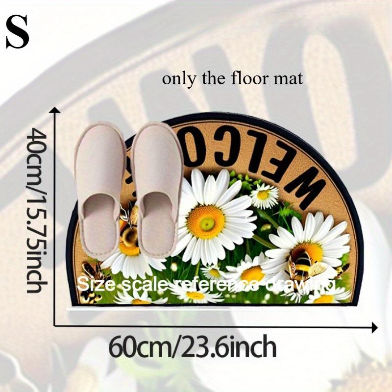 Non-Slip Bee Doormat - Farmhouse Floral Daisy Design, Indoor/Outdoor Rug for Porch, Kitchen, Laundry Room