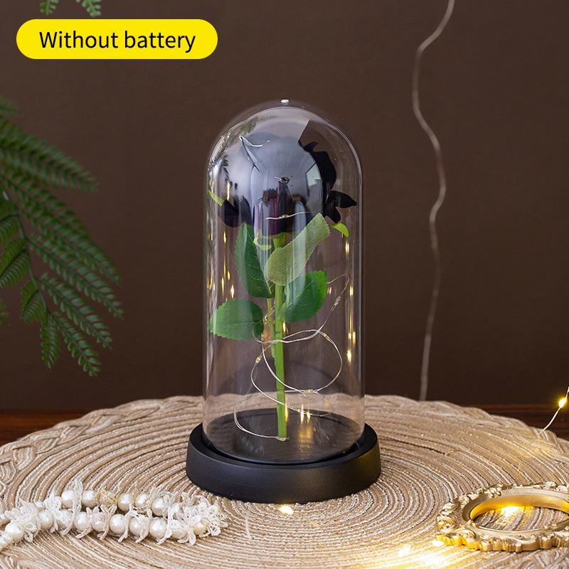 Wedding Birthday Valentine Day Present Eternal Rose Flower Vivid Luminous Ornament For Women Mom Girlfriend Wife Household Decoration