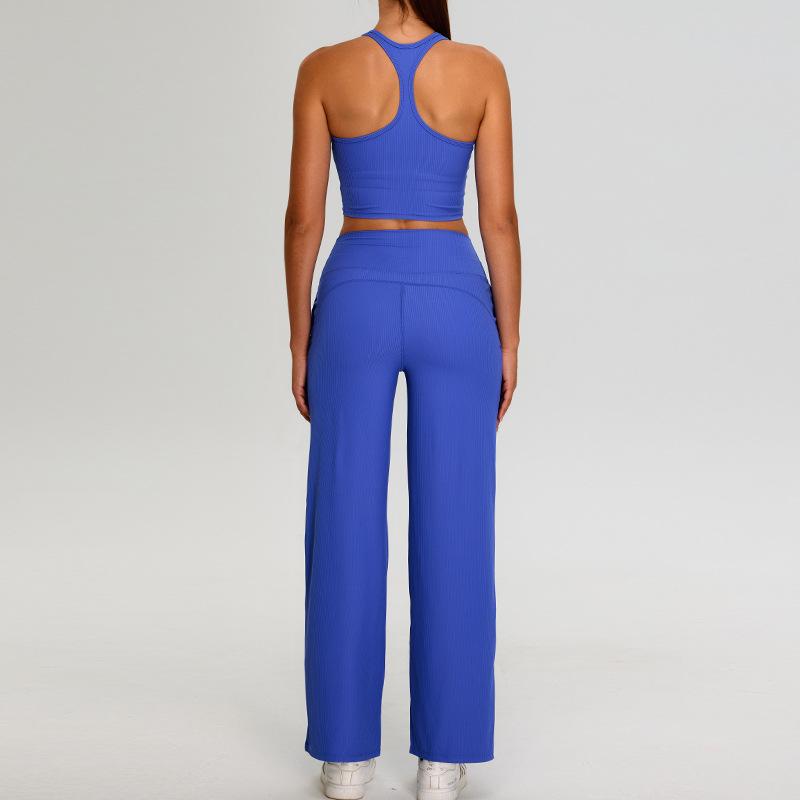 

Новый комплект для йоги New Thread для женщин, свободные и повседневные прямые брюки для йоги, I-образный красивый фитнес-комплект с открытой спиной XL