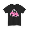 Unisex Adult T Shirt Black Rabbit Pink Elephant Street Art Streetwear Graphic