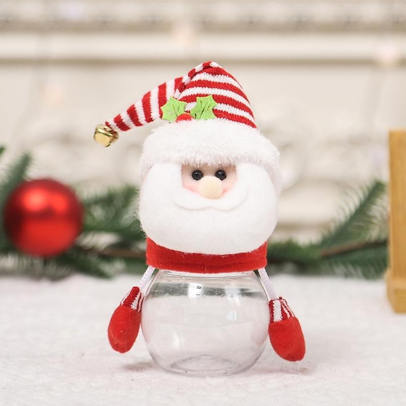 Contenitore Trasparente con Coperchio Bottiglia per Biscotti di Natale Bottiglia di Caramelle in Plastica Pupazzo di Neve Babbo Natale Cervo Scatola di Caramelle Custodia per Bottiglia in Plastica