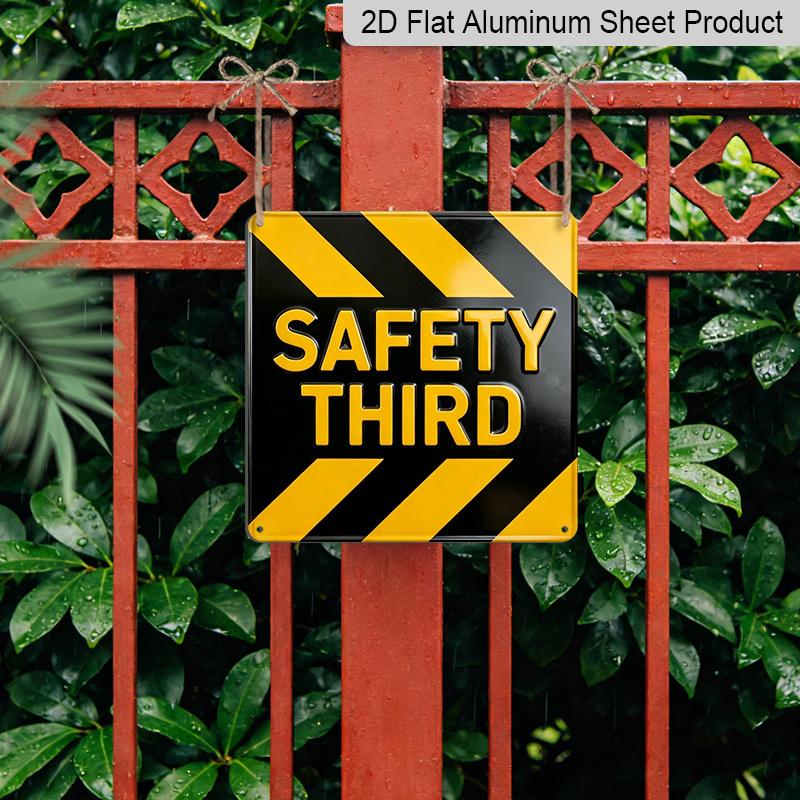2D Flat - 1pc, Vintage Metal Sign, Outdoor Plaque & Wall Decoration, Safety Third Sign, Garage Wall Art, Workshop Decor, Mechanical Shed Ornament