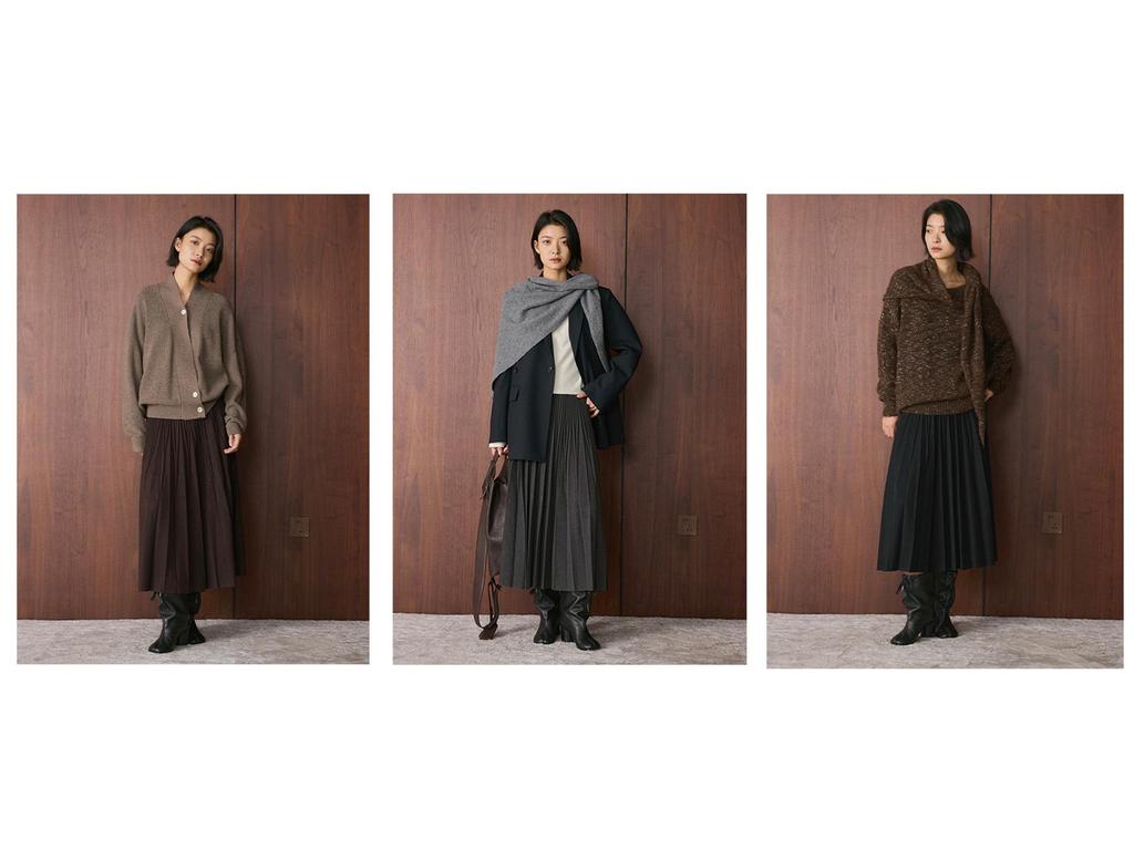 Xu Man Winter Korean Retro High-Waist Pleated A-Line Long Skirt for Women