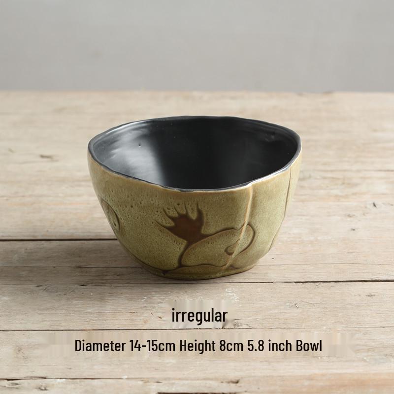 Yijia Retro Ceramic Underglaze Color Bowl: Perfect for Noodles, Congee, Rice, Soup, and Salad.