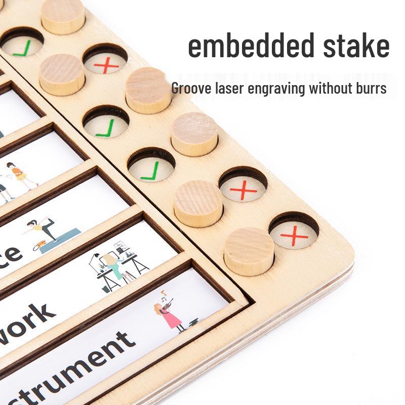 Children's Wooden Educational Check-In Board: Develop Good Habits and Self-Discipline