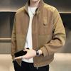 Men Jacket Stand Collar Long Sleeve Zipper Placket Jacket Coat Solid