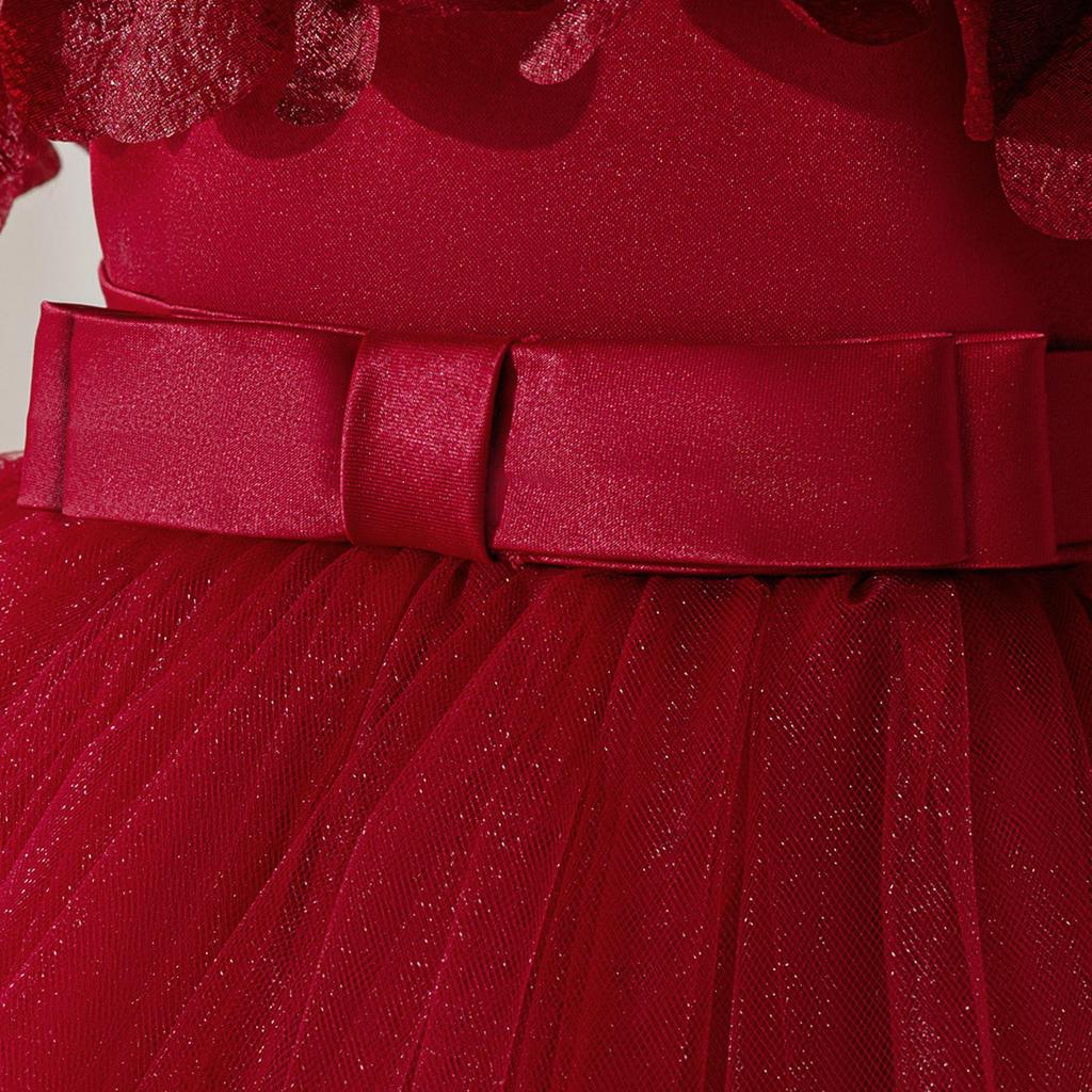 2026 Girls' Layered Flower Cake Dress: Birthday Mesh Princess Skirt, Fairy Lace Gown, Cotton