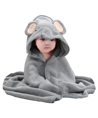 Miaotti Baby Bath Towel, Hooded Baby Bathrobe, Bath Poncho, Baby Bath Towel, Polyester (Gray, Elephant)