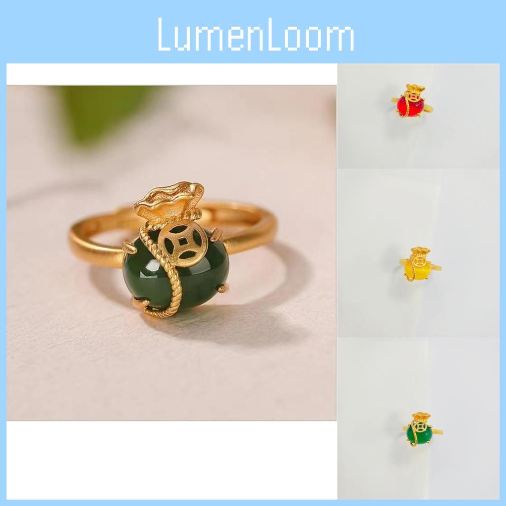 Vietnamese Unique Coin Pouch Ring Charming Gold Plated Brass Ring With Geometric Shape