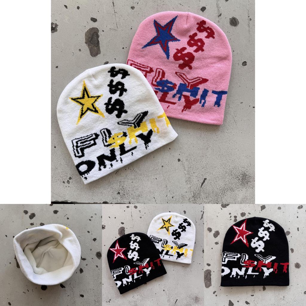 Fashion Knit Hat With Star And Letter Embroidery Design For Streetwear Fans
