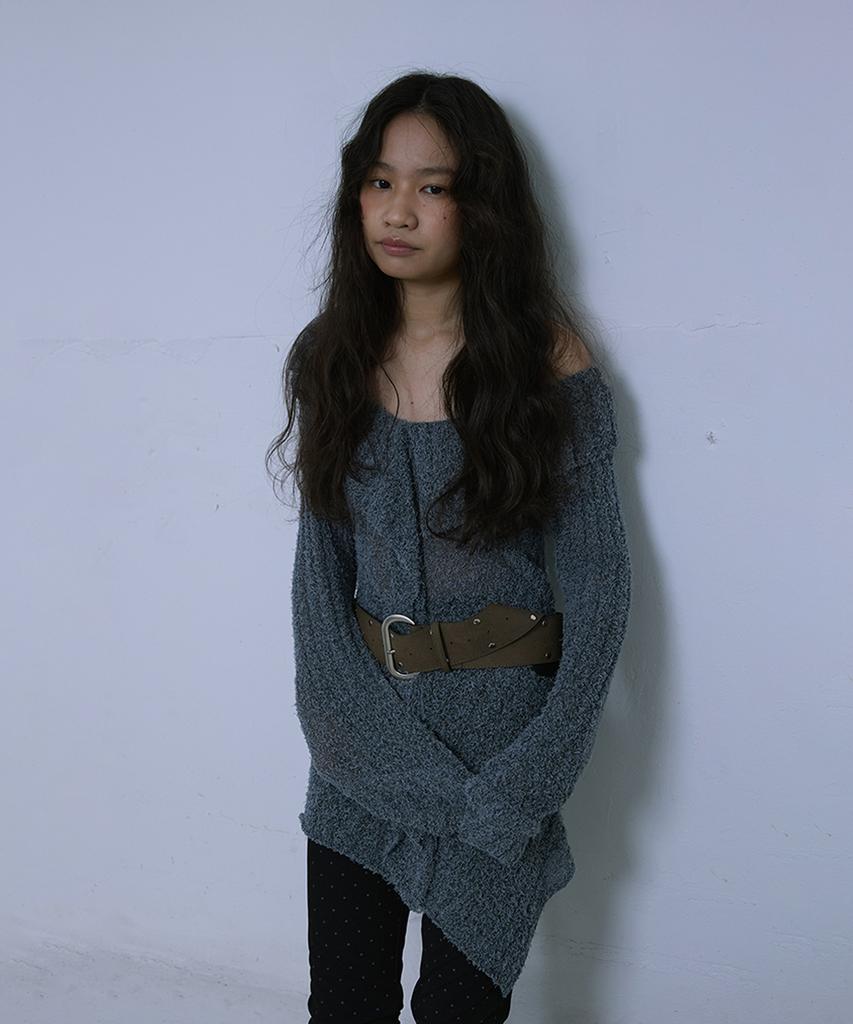 HOKUSPOKUS Powder Ruffle Knit_Charcoal