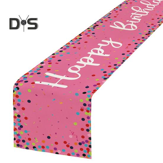 Happy Birthday Table Runner Balloon Confetti Print Protects Table from Heat And Scratches Reusable Table Protection Decoration Birthday Party Table