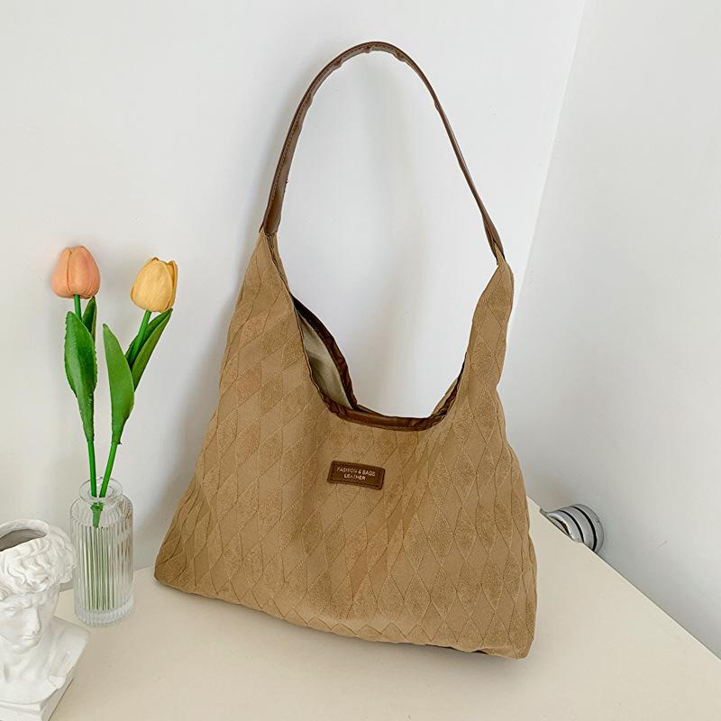 Chic Canvas Quilted Tote Bag for Women Large Capacity Commuter Shoulder Crossbody Bag