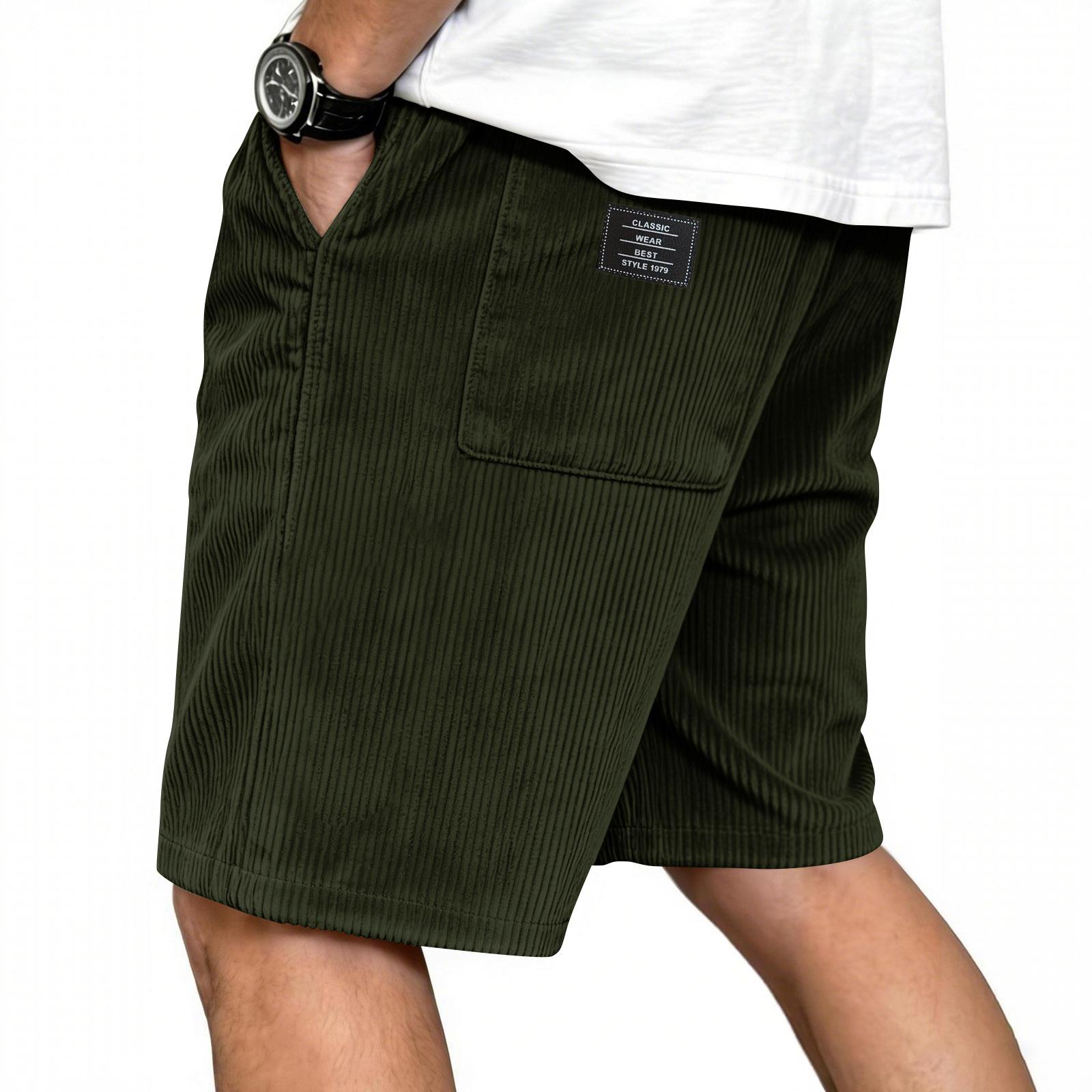 Men s Drawstring Casual Shorts Men s Straight Beach Shorts L армия зеленый