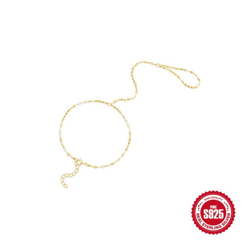 Sterling Lip Shape Finger Ring Chain Multi-Layer Stackable Bracelet Women Minimalist Fashion Jewelry Gift