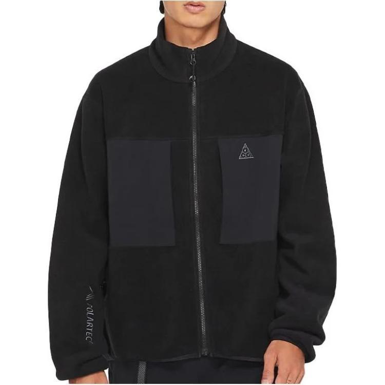 Nike ACG Polartec Wolf Tree Fleece Solid Color Zipper Jacket Black Men s CV0652-010 L