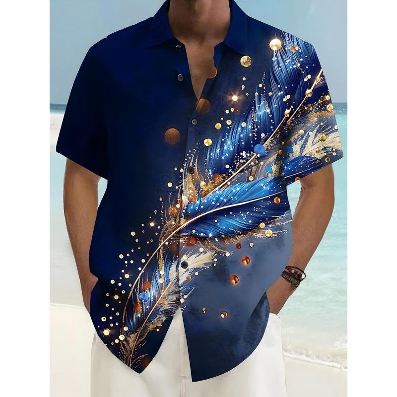 Ny Hawaii Vår/Sommar Mode Fritid Gatumode Turist Strand Tryckt Helt Öppen Kortärmad Knäppskjorta, Snabb Leverans