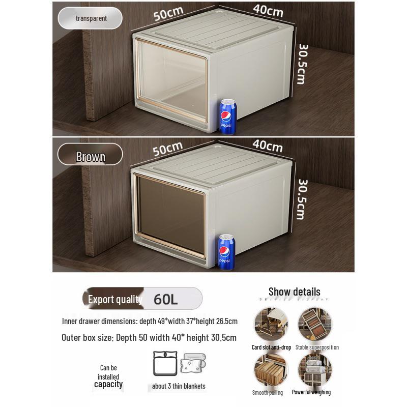 Transparent Plastic Drawer Storage Box – Large Capacity Clothing Organizer