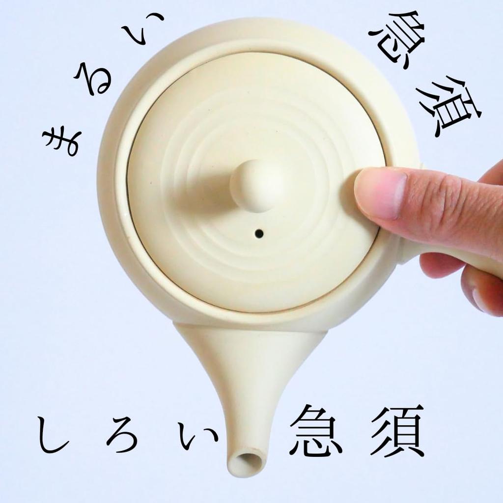 White Round Kyusu (Tokoname Ware Teapot), Made in Japan [Tea Leaves Spread Out / Ceramic Tea Strainer / 420ml] Kitusako Ceramesh, Stylish, Serves 2-3,