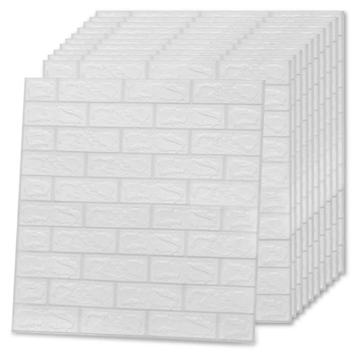 Papier peint 3D autoadhésif Briques 20 pcs Blanc