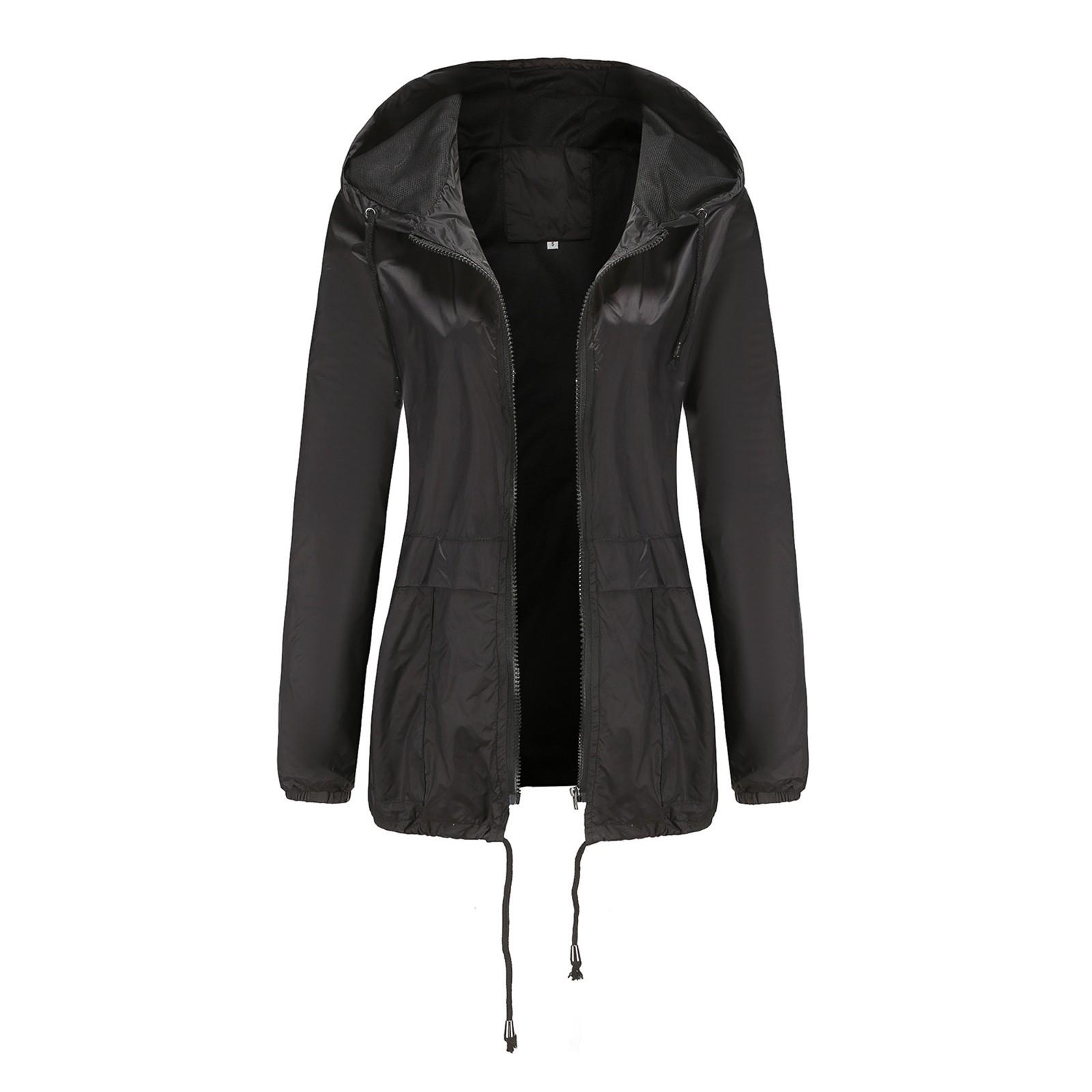 

Женская легкая куртка с капюшоном для улицы, тонкая однотонная куртка-субмашина L чёрный