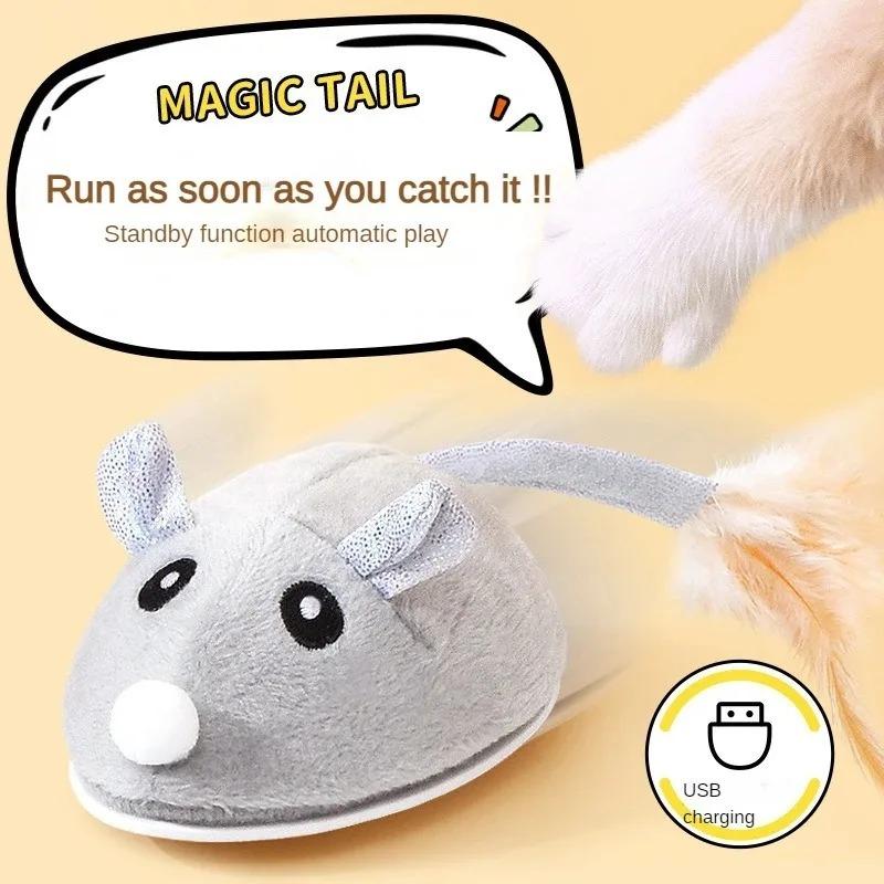 Interaktives Mausspielzeug für Katzen, USB-Ratte mit Federspielzeug, Spiel- und Fangtrainingsspielzeug für Indoor-Kätzchen, Haustierbedarf, Katzenbaumspielzeug