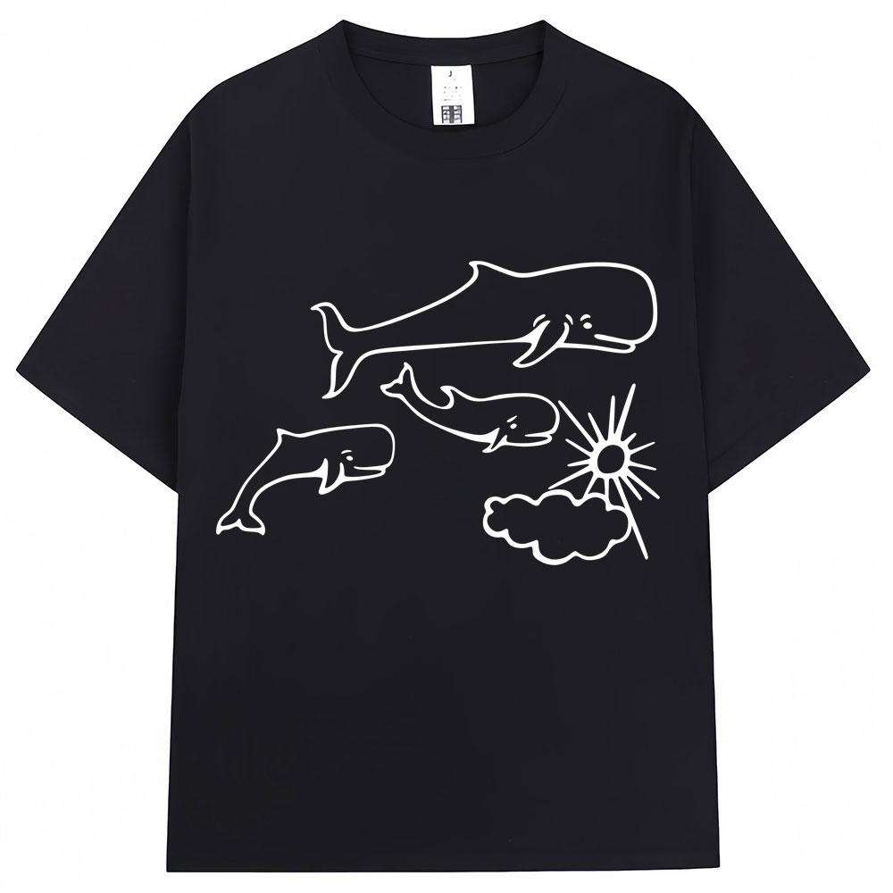 Whales and Sun Tattoo By Robe De Extremoduro T Shirts Men Women Fashion Casual Short Sleeve Oversized Cotton Tshirt Streetwear