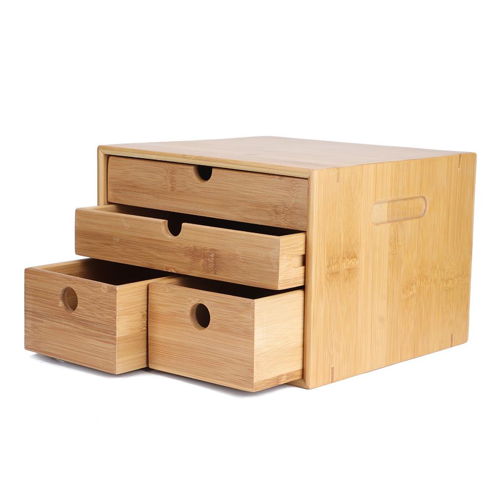 3vrstvá bambusová úložná krabice na čaj, organizér na truhlu se zásuvkou do domácí kuchyně