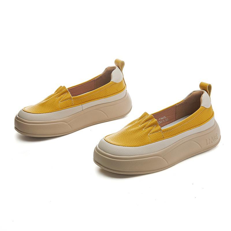 

Маленький размер 34 большой размер 41 пена подошва кожа осень новый платформа одинарная обувь ретро маленькие белые туфли женщины 41 жёлтый