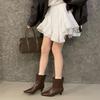 New Korean Version Heel Height 6.5cm~ Minimalist French Square Head Thin Heel Thin Short Ankle Boots Women