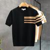 Summer Pullover Thin Short-Sleeved T-Shirt Men'S Premium Round Neck Thin Knitted Sweater Simple Half-Sleeve