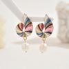 Drip Oil Conch Earrings Conch Color Geometric Drop Earrings Vintage Pearl Conch Earrings  Women