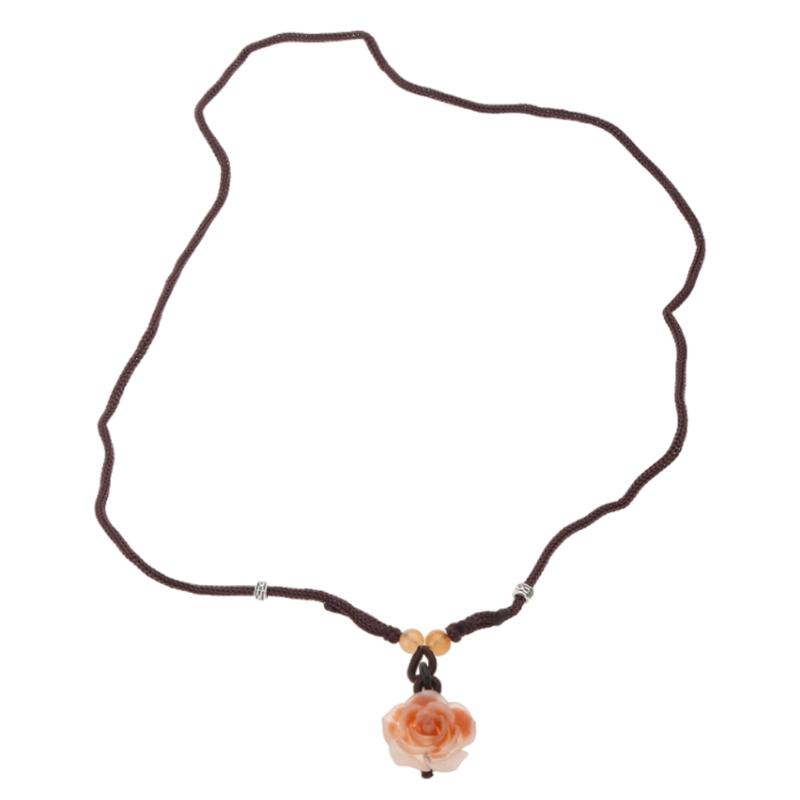 

Flower Collarbone Chain Necklace with Camellia Pendant Stylish Camellia Knitted Rope Necklace Jewelry for Women Girl 1