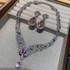 Fashion Bridal Wedding Accessories Two-Piece Seiko Zircon Necklace Earrings Set Wedding Dress Accessories