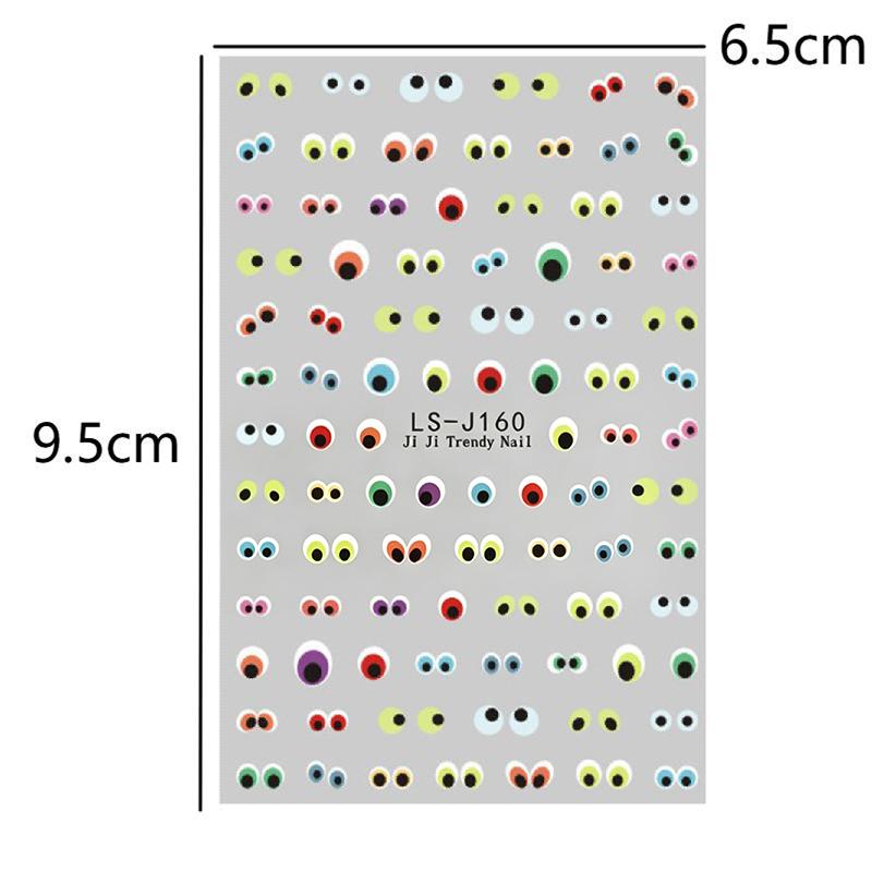2Pcs Unique Design Halloween Nail Stickers Cartoon Devil Eye Ghost Skull Cat for Exclusive Halloween Party Nail Decor