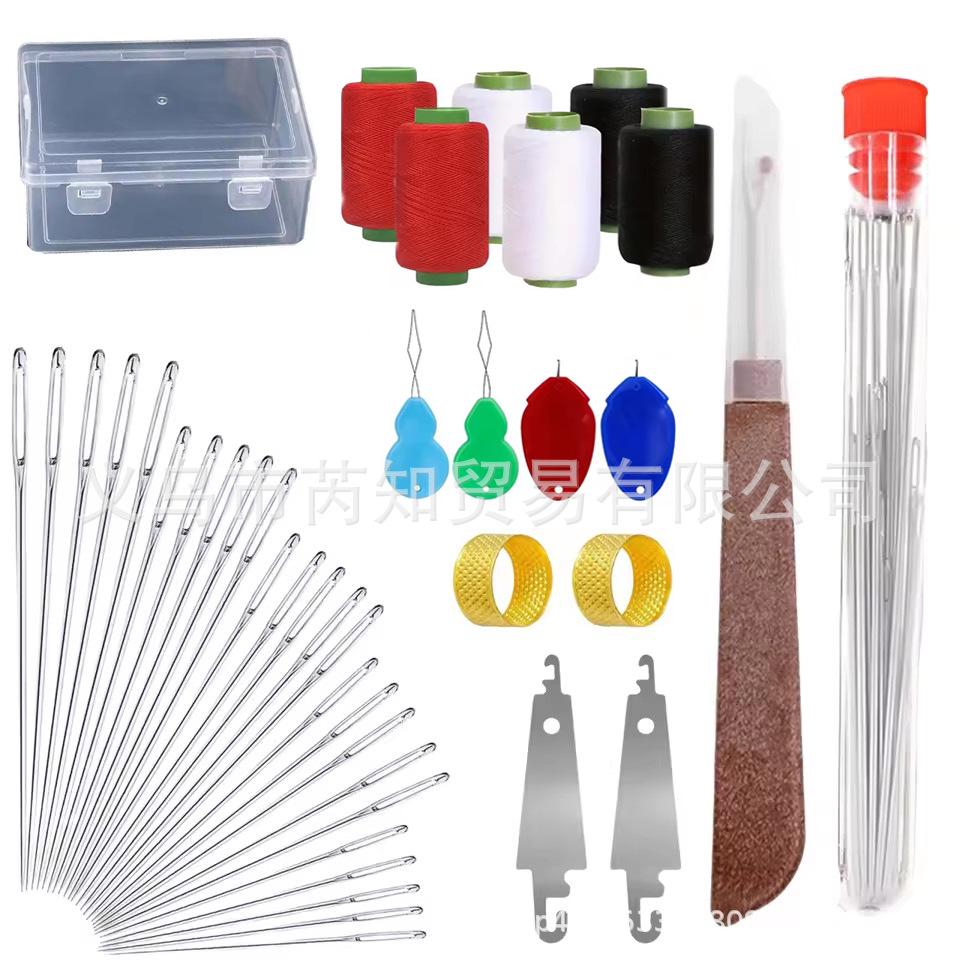 40-Piece Large-Eye Steel Needle & Thread Set for Home Sewing, Repair & Embroidery with Portable Case