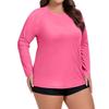 Plus Size Sport Sunscreen Top Women Summer Sunscreen Quick-drying Long-sleeved 3D T-shirt Round Neck Solid Color Breathable Tee