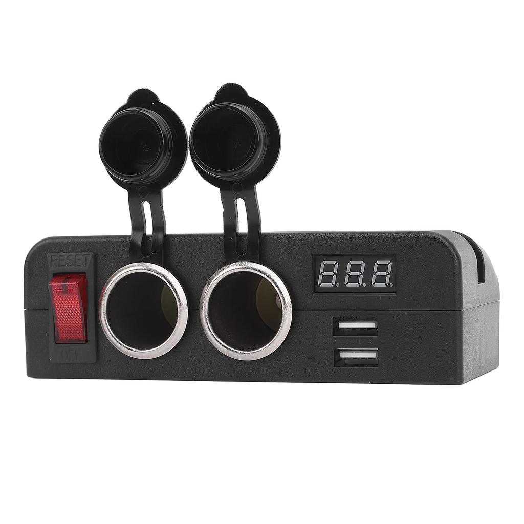 DC12 24V Cigar Lighter Socket Splitter with Digital Voltmeter Power Switch Car Power Outlet Socket USB Charger for Boat