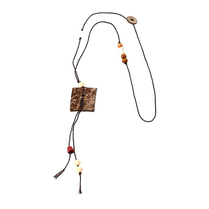 Bohemian Geometric Beaded Resin Necklace Portable Artistics Jewelry for Women