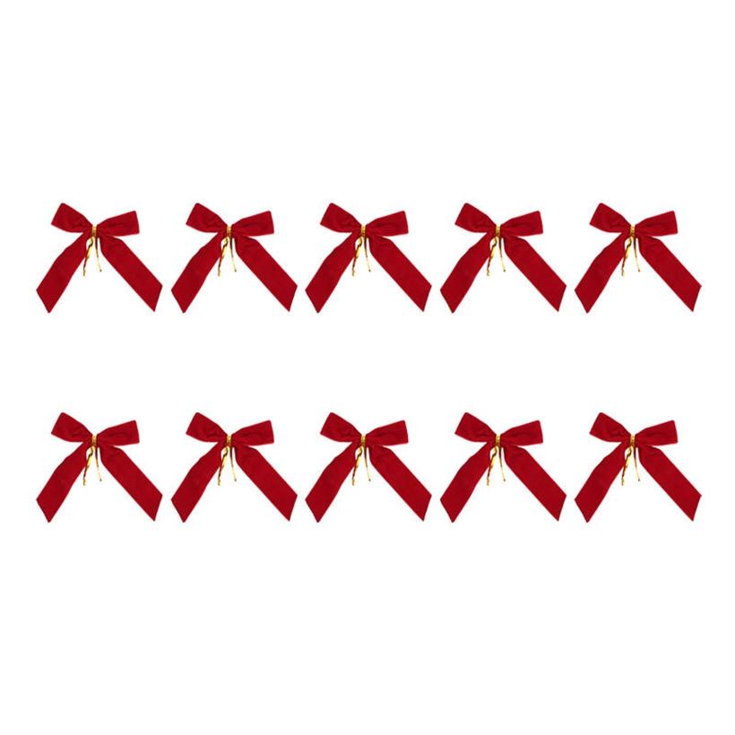 10PCS Velvet Bows for Christmas Tree Decor Wreath Garland Velvet Bow with Twist Tie Ribbon Ornament Diy Craft Holiday Wrapping Decorations