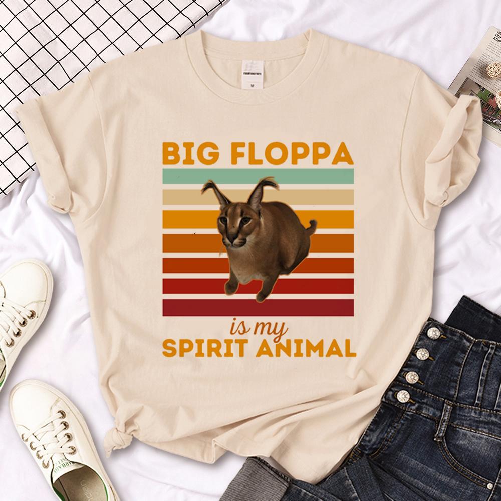 Floppa Tee women funny graphic Tee female harajuku clothes