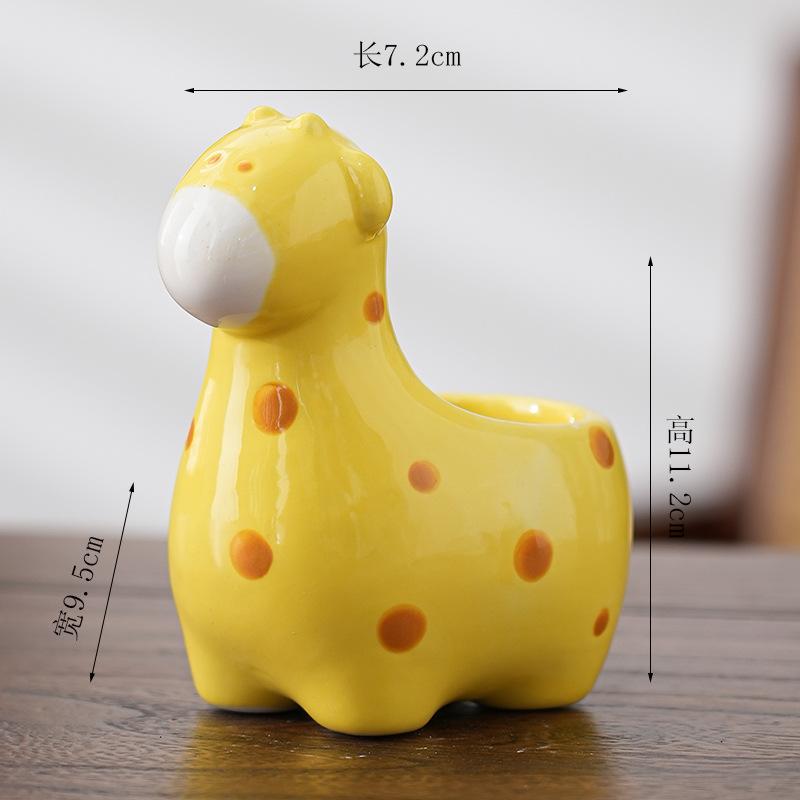 Cartoon Animal Ceramic Flower Pot Cute Lion Giraffe Plant Cactus Potted Home Garden Flower Vase Interior Desktop Decoration Gift