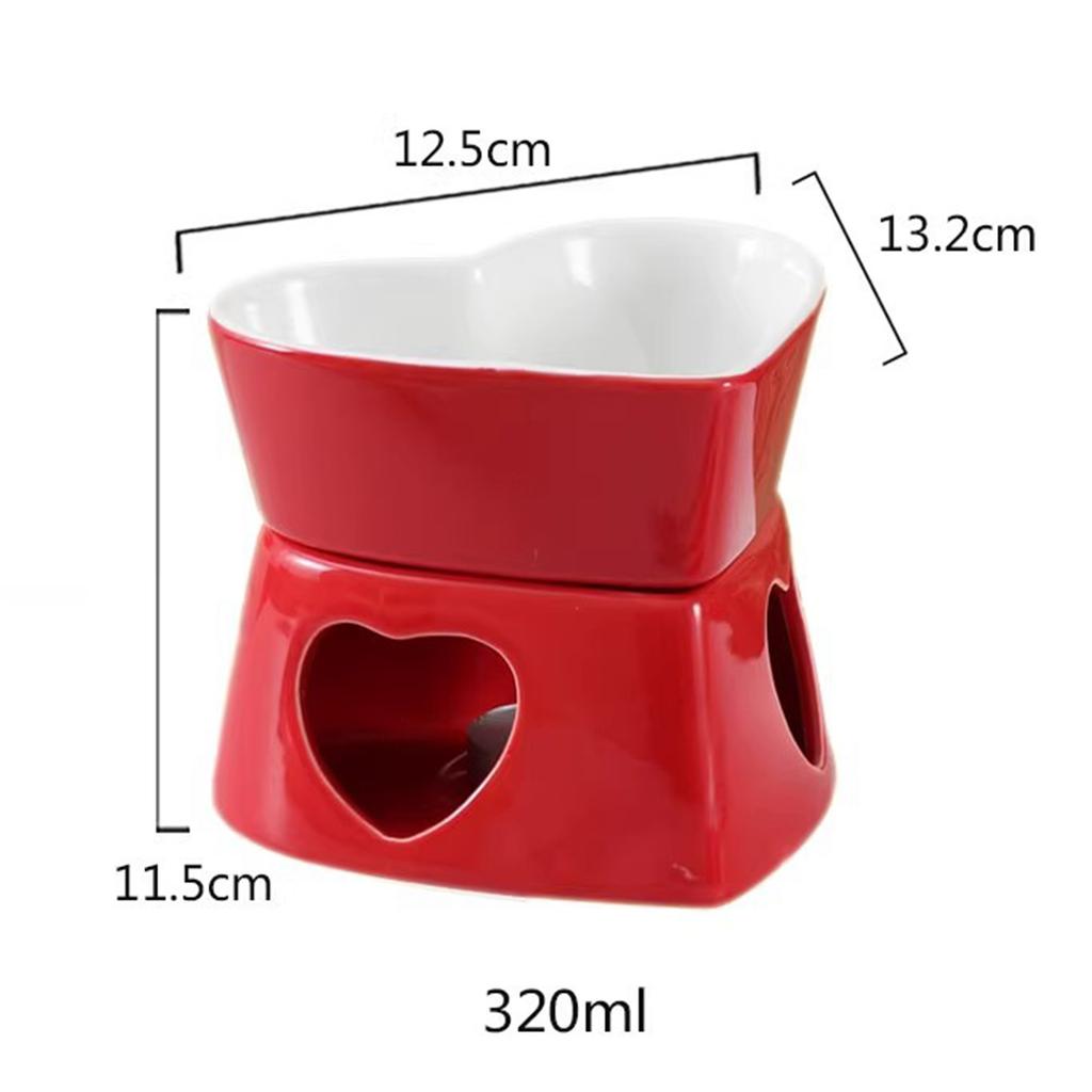 Heart Shaped Mini Fondue Pot Set 320ML Chocolate Fondue Melting Cup for Parties Cozy Nights Gifts