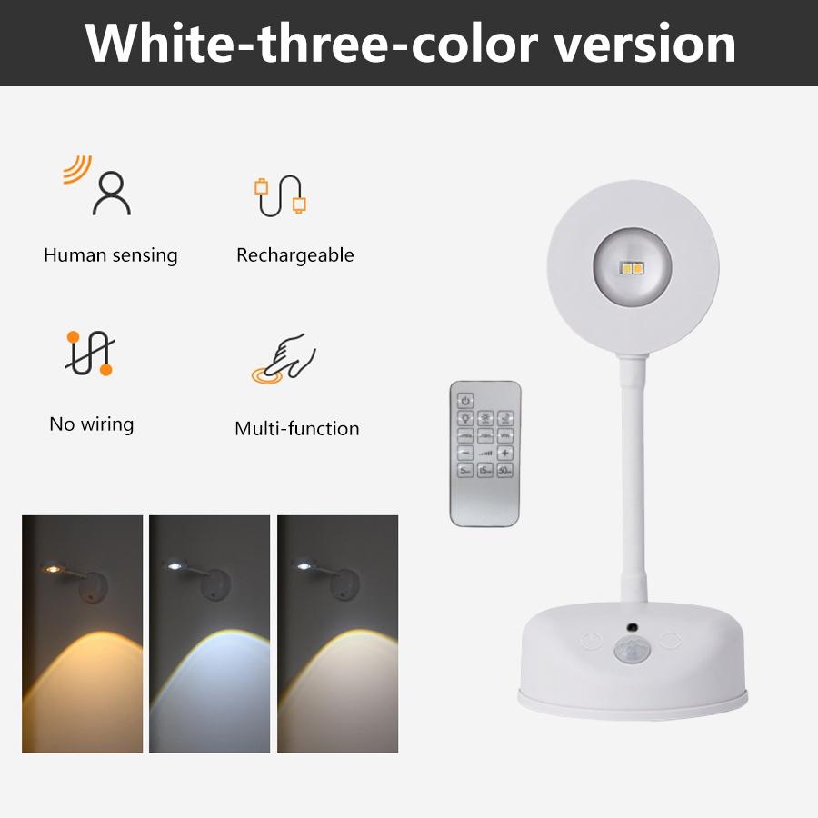 USB Rechargeable Intelligent Human Sensing Wireless Wall Light Dimmable Led Spotlight For Bedroom Mural Living Room Lighting