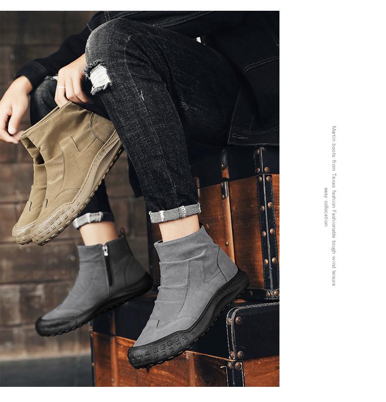 2025 Pánské semišové plátěné boty do poloviny lýtka: Odolná proti opotřebení, protiskluzová, stylová kůže pro jaro a podzim.
