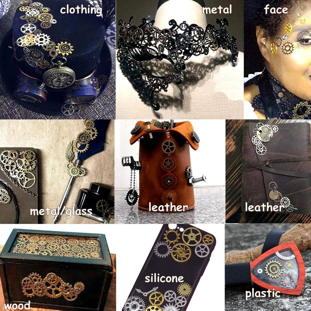 50Gram DIY Assorted Color Antique Metal Steampunk Gears Charms Pendant Clock Watch Wheel Gear Crafting, Jewelry Making Accessory