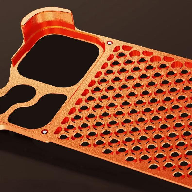 Metal Aluminum Frameles Case For iPhone 17 16 15 Pro Max Air Special-shaped honeycomb coal mesh backplate heat dissipation