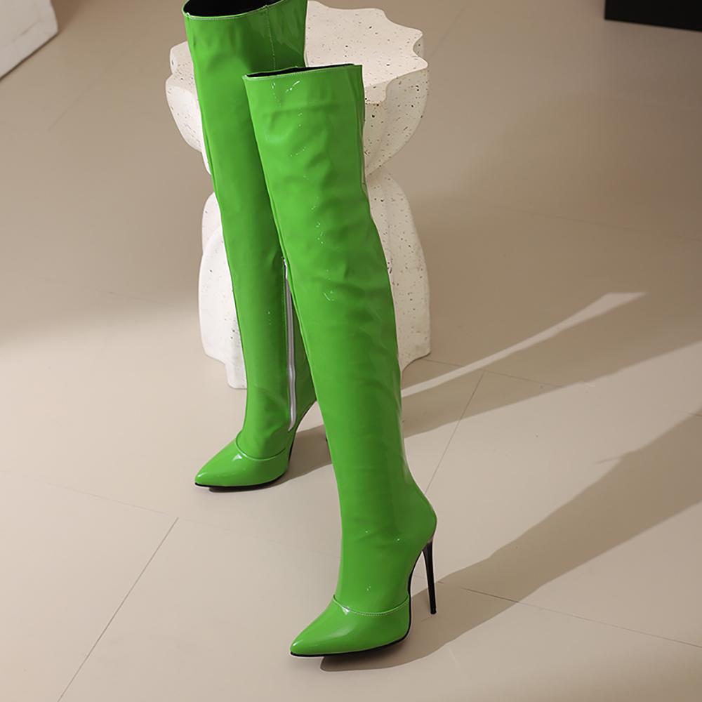 Красные черные женские сапоги выше колена на высоком каблуке большого размера 48 34 зелёный 5700₽
